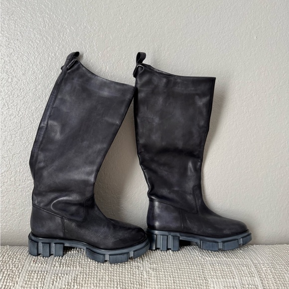 Free People Black Leather Tall Brooks Boots - Picture 4 of 8
